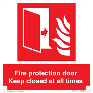 Fire protection door Keep closed at all times